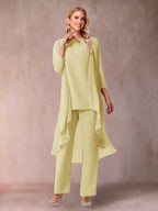 Delphine Grace Yellow front view mother of the bride dress