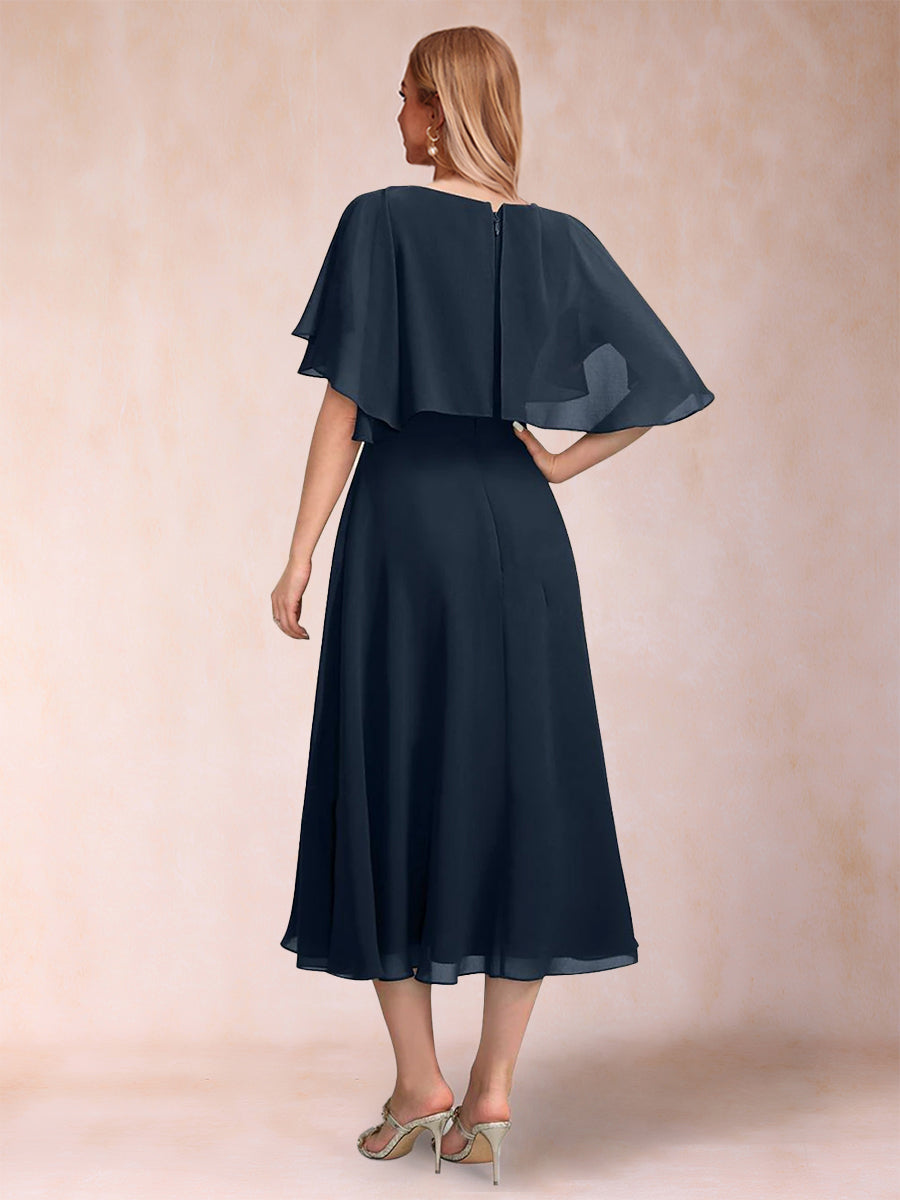 Celeste Rose Navy Blue back view mother of the bride dress