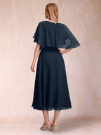 Celeste Rose Navy Blue back view mother of the bride dress