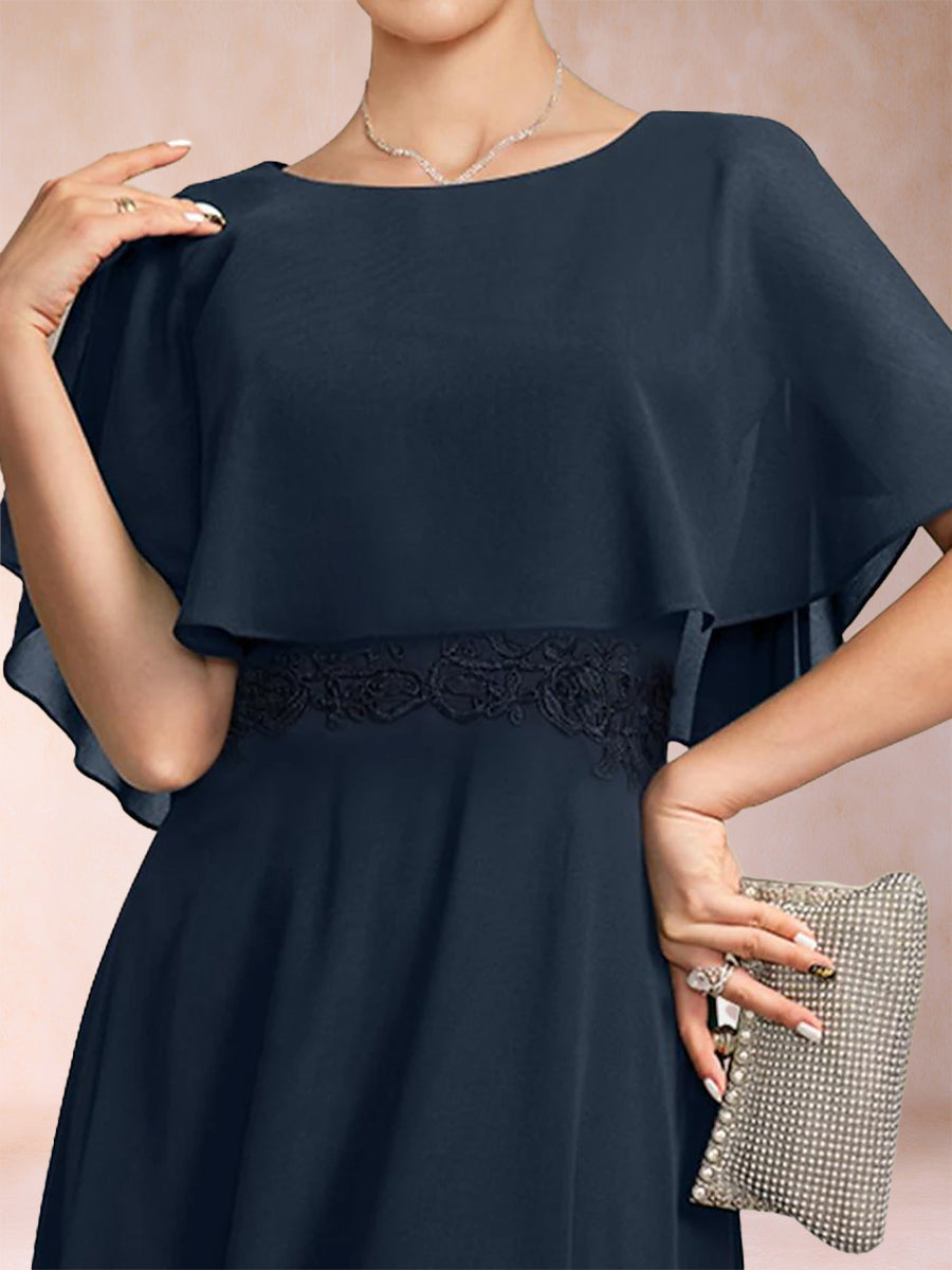 Celeste Rose Navy Blue side view mother of the bride dress