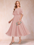 Celeste Rose Dusty Rose back view mother of the bride dress