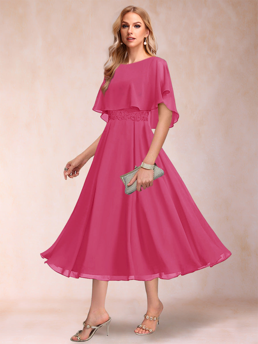 Celeste Rose Fuchsia front view mother of the bride dress