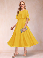 Celeste Rose Gold front view mother of the bride dress