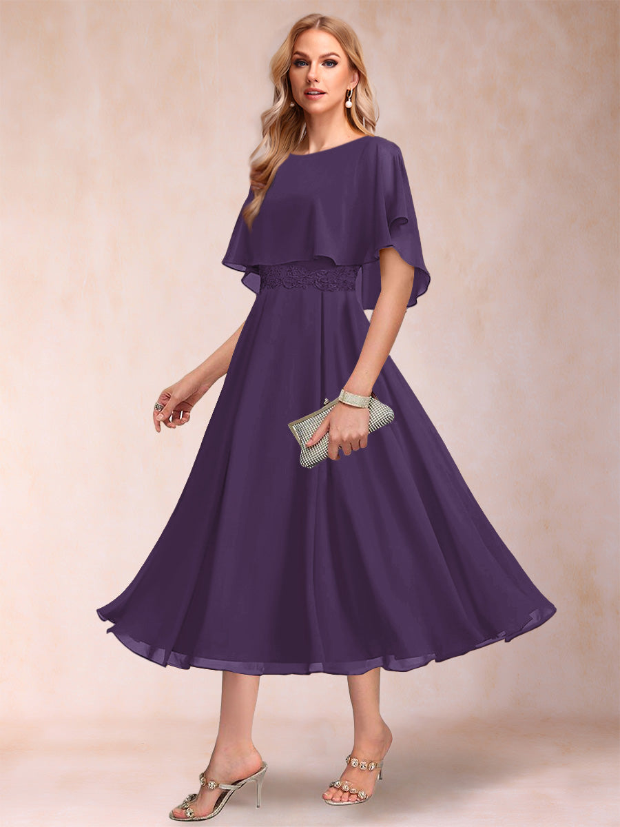 Celeste Rose Grape front view mother of the bride dress