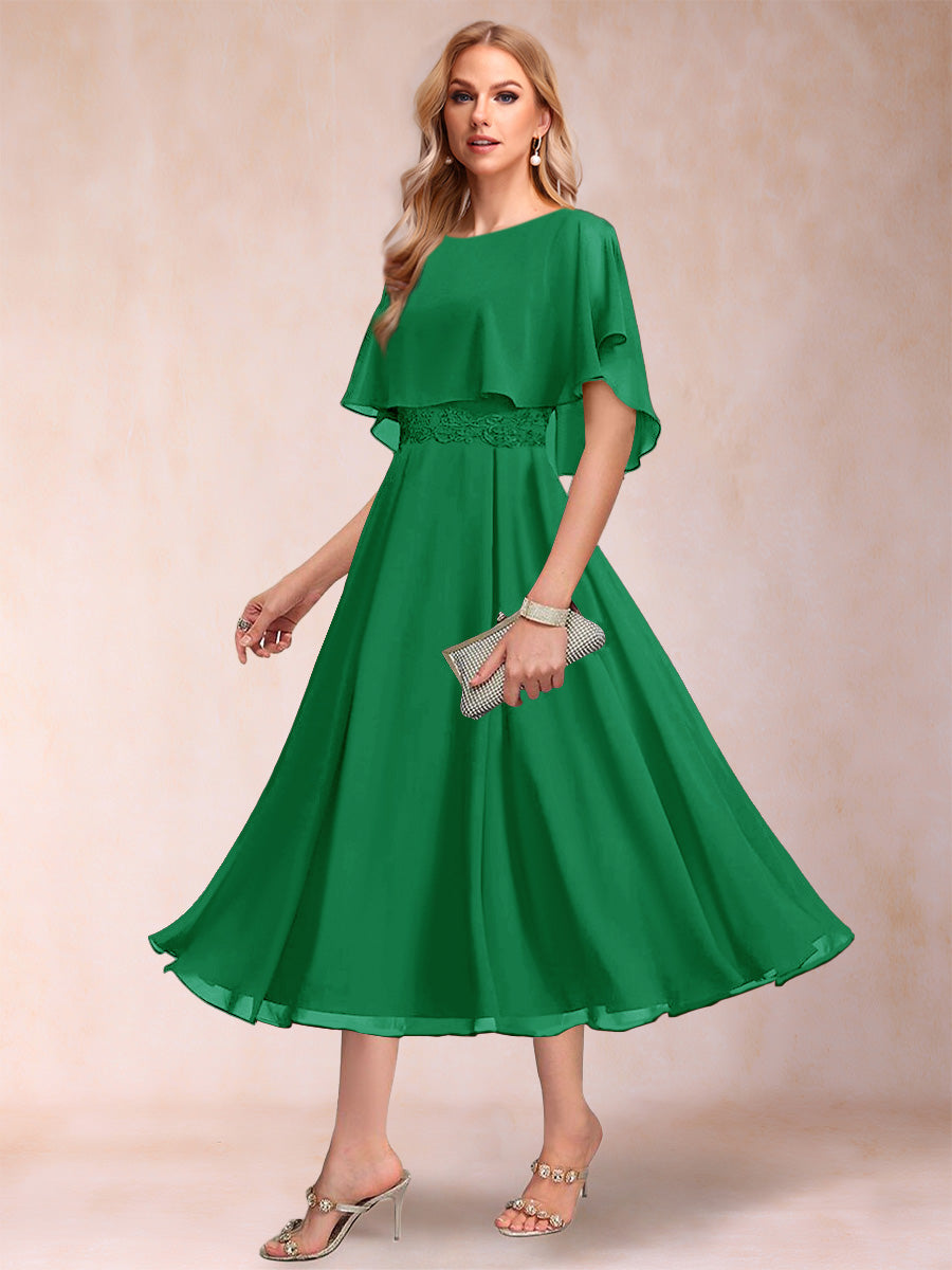 Celeste Rose Forest Green front view mother of the bride dress