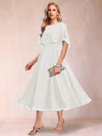 Celeste Rose Ivory front view mother of the bride dress