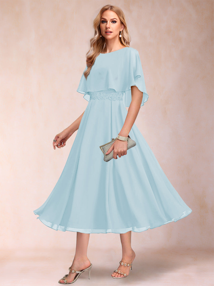 Celeste Rose Sky Blue front view mother of the bride dress