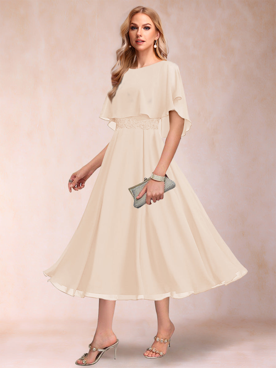 Celeste Rose Champagne back view mother of the bride dress