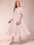 Celeste Rose Pearl Pink front view mother of the bride dress