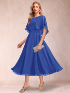 Celeste Rose Royal Blue back view mother of the bride dress