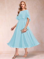 Celeste Rose Sky Blue back view mother of the bride dress