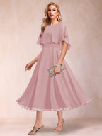 Celeste Rose Mauve front view mother of the bride dress