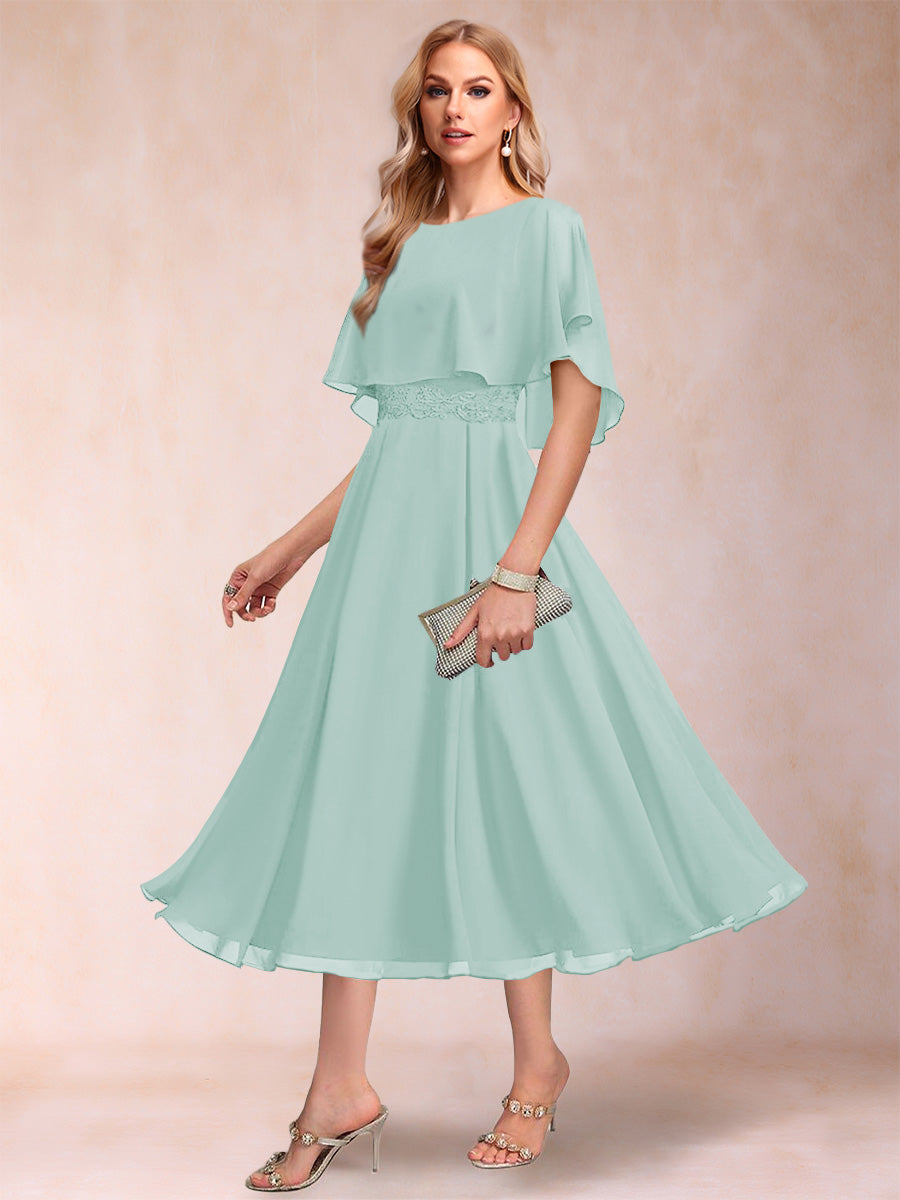 Celeste Rose Pool Blue front view mother of the bride dress