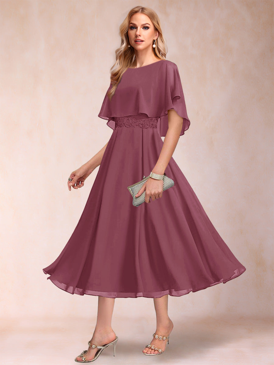 Celeste Rose Plum front view mother of the bride dress