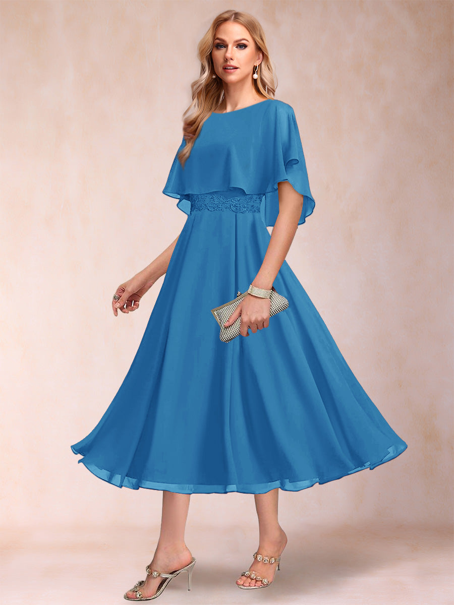 Celeste Rose Ocean Blue front view mother of the bride dress