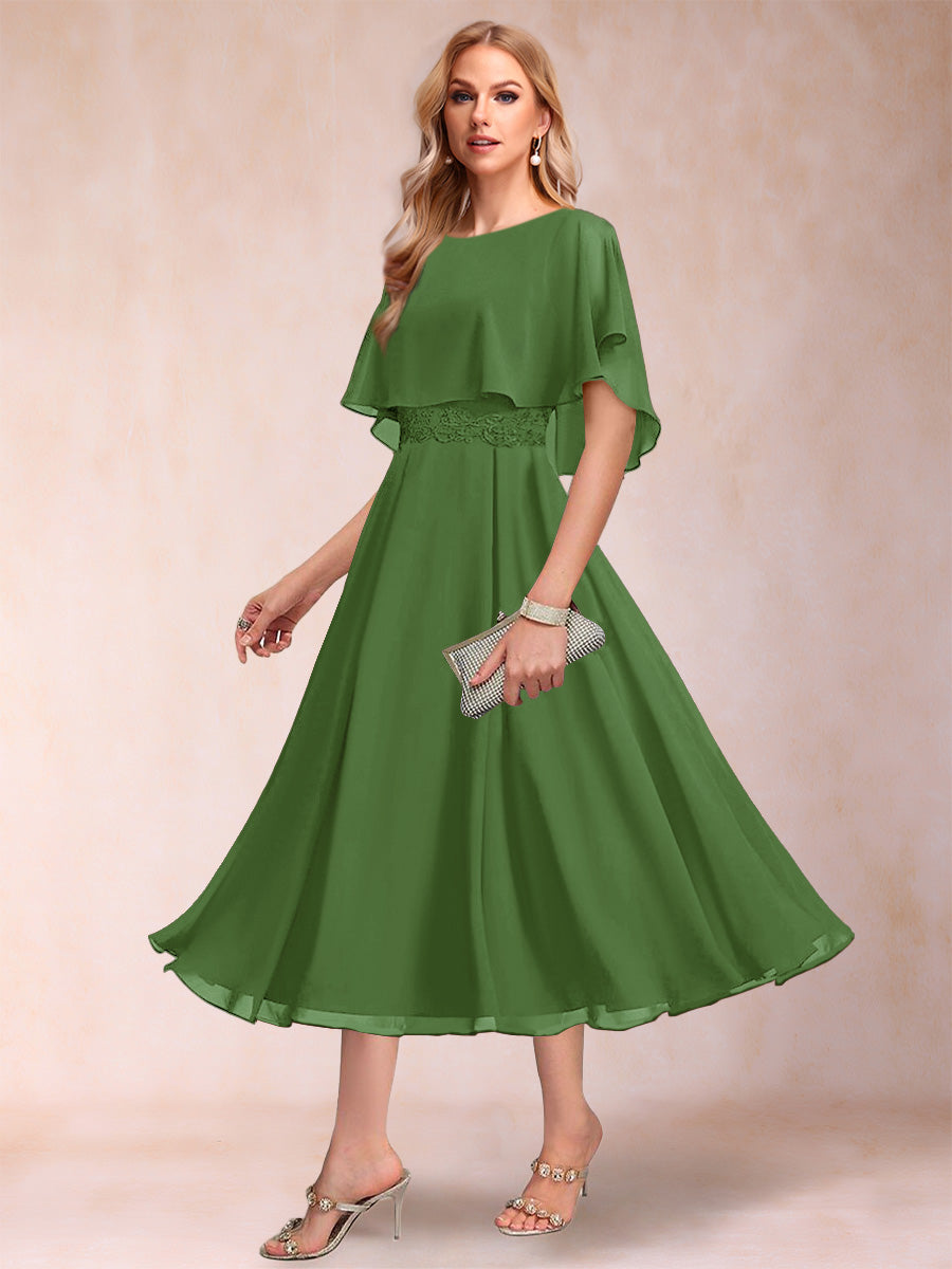 Celeste Rose Olive Green front view mother of the bride dress