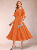 Celeste Rose Orange front view mother of the bride dress