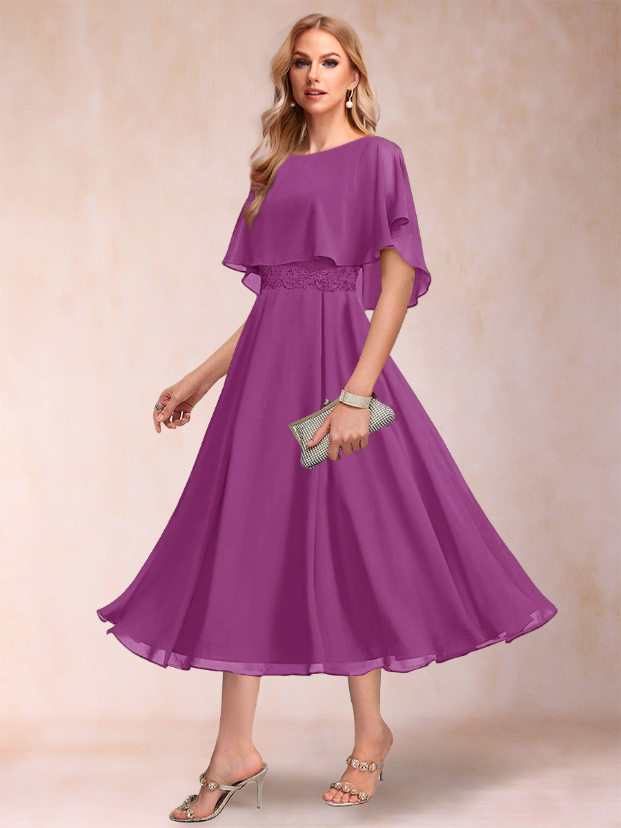 Celeste Rose Orchid front view mother of the bride dress