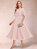 Celeste Rose Pearl Pink back view mother of the bride dress