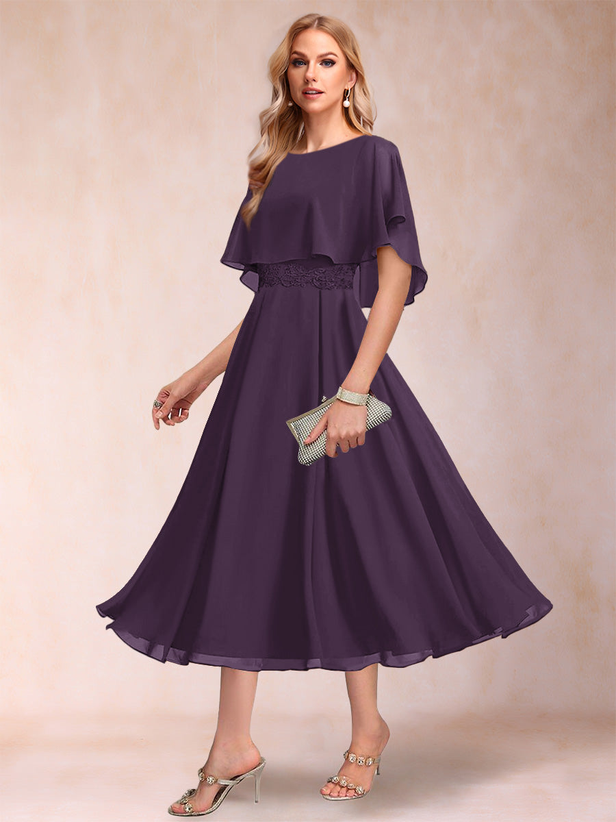 Celeste Rose Plum back view mother of the bride dress