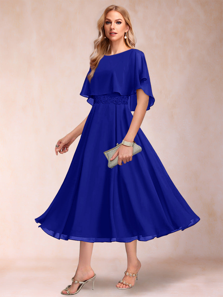 Celeste Rose Royal Blue side view mother of the bride dress