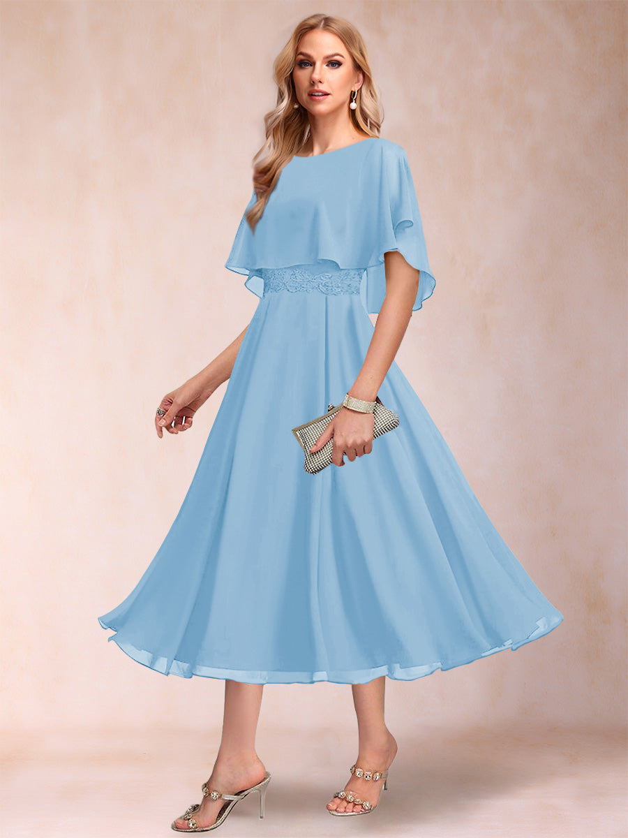 Celeste Rose Sky Blue side view mother of the bride dress