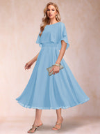 Celeste Rose Sky Blue side view mother of the bride dress