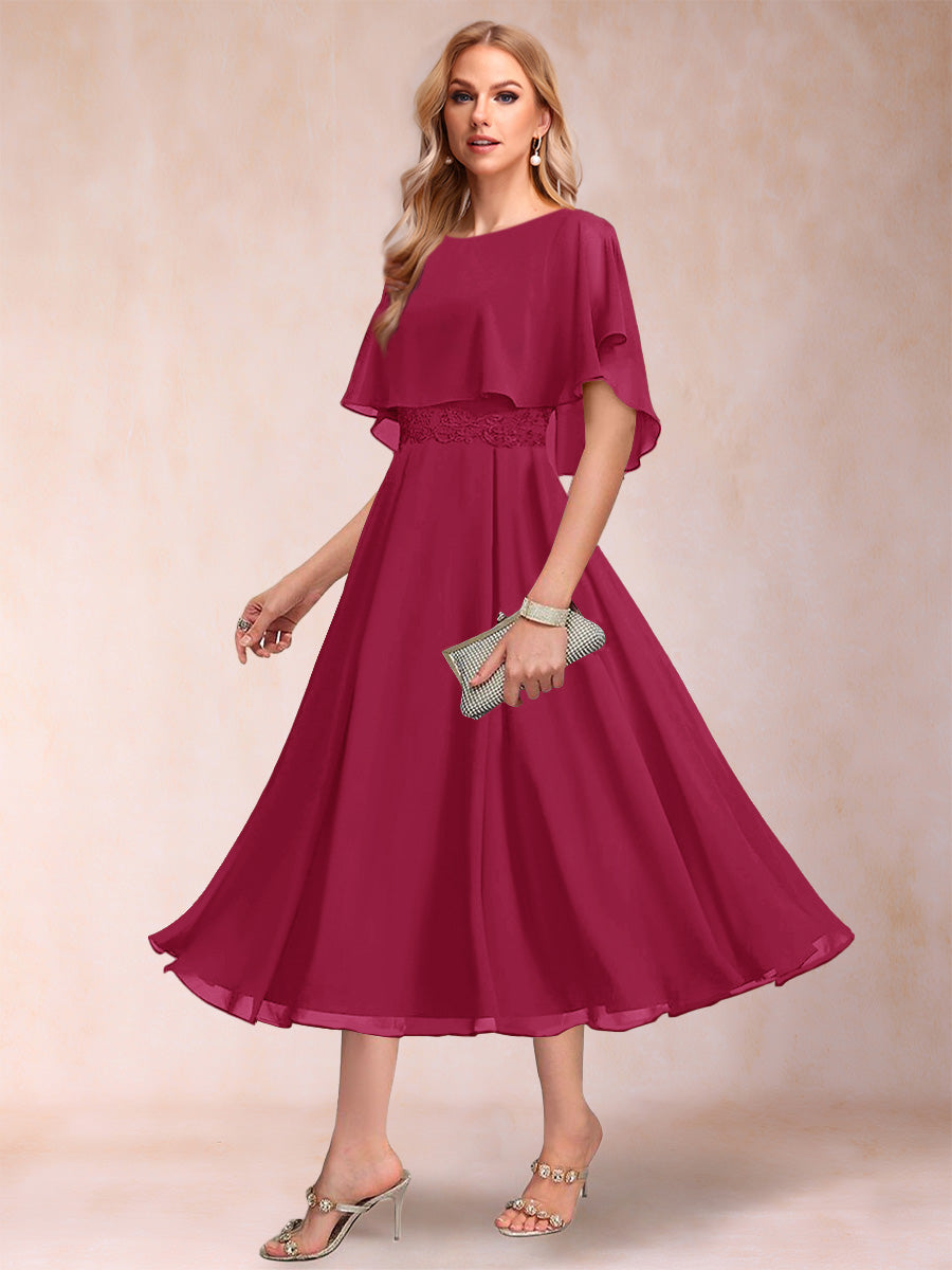 Celeste Rose Burgundy side view mother of the bride dress