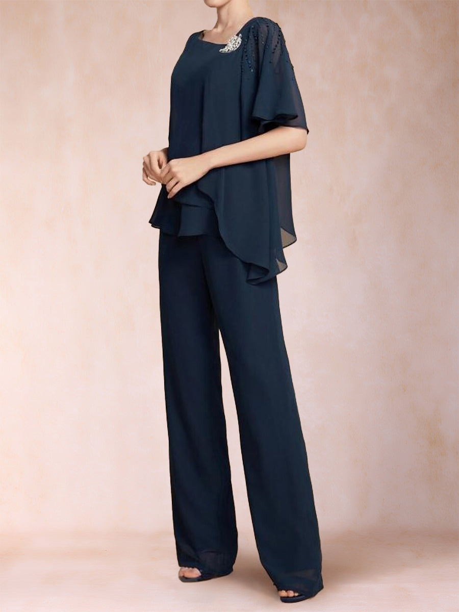 Xaviera Navy Blue fabric detail wedding guest dress