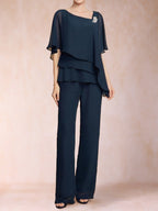 Xaviera Navy Blue hem detail wedding guest dress