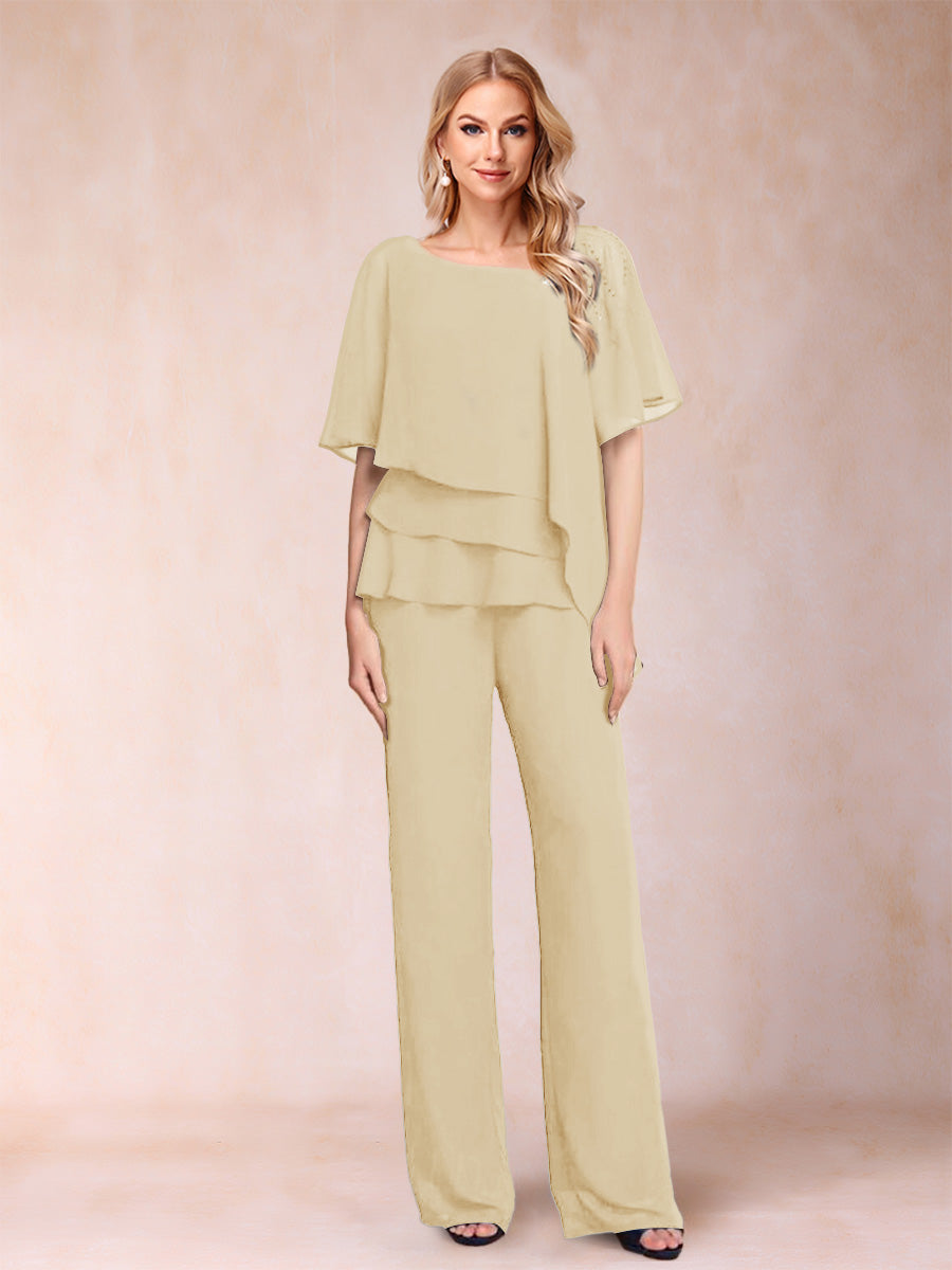 Xaviera Champagne front view wedding guest dress
