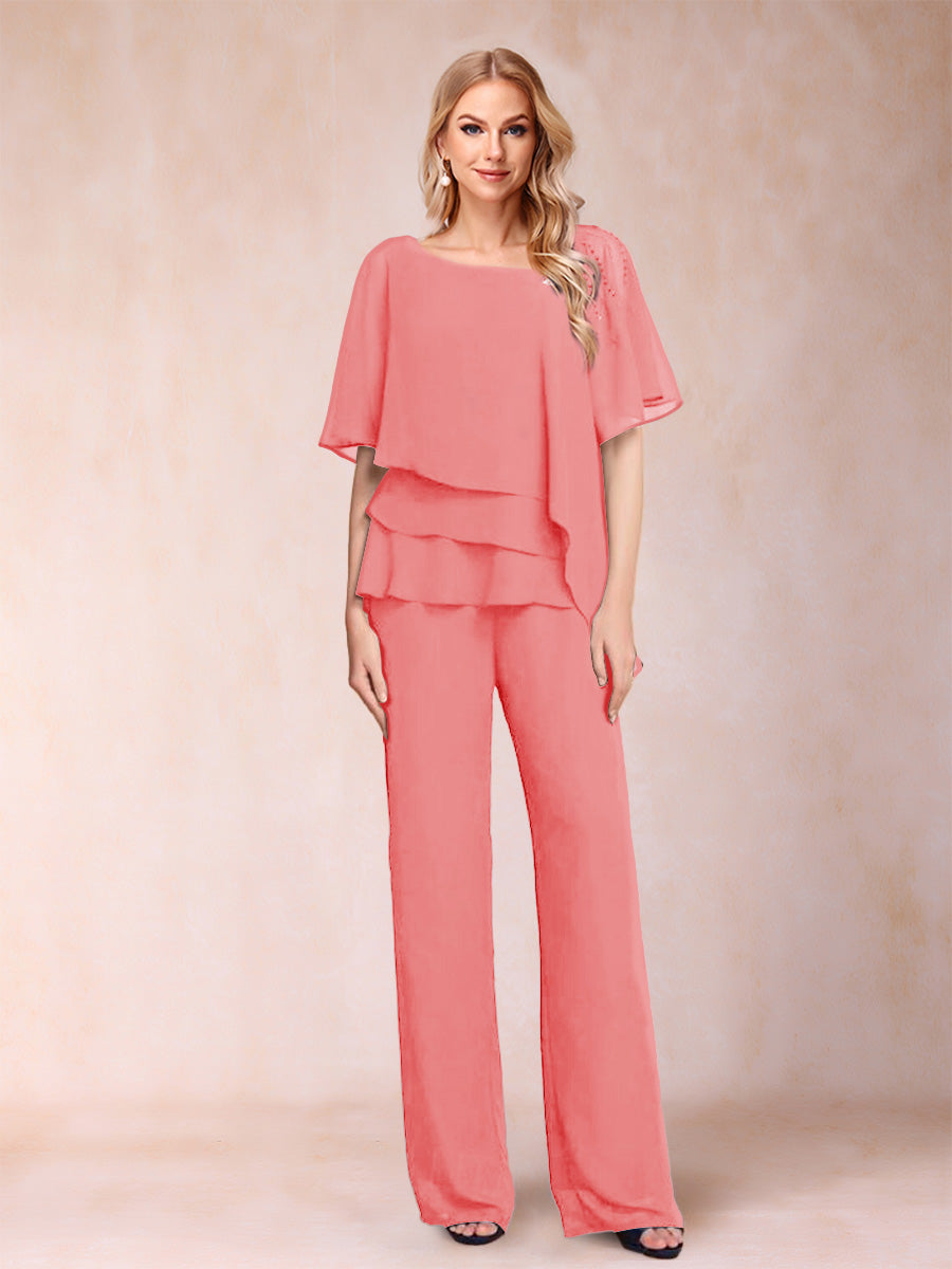 Xaviera Coral front view wedding guest dress