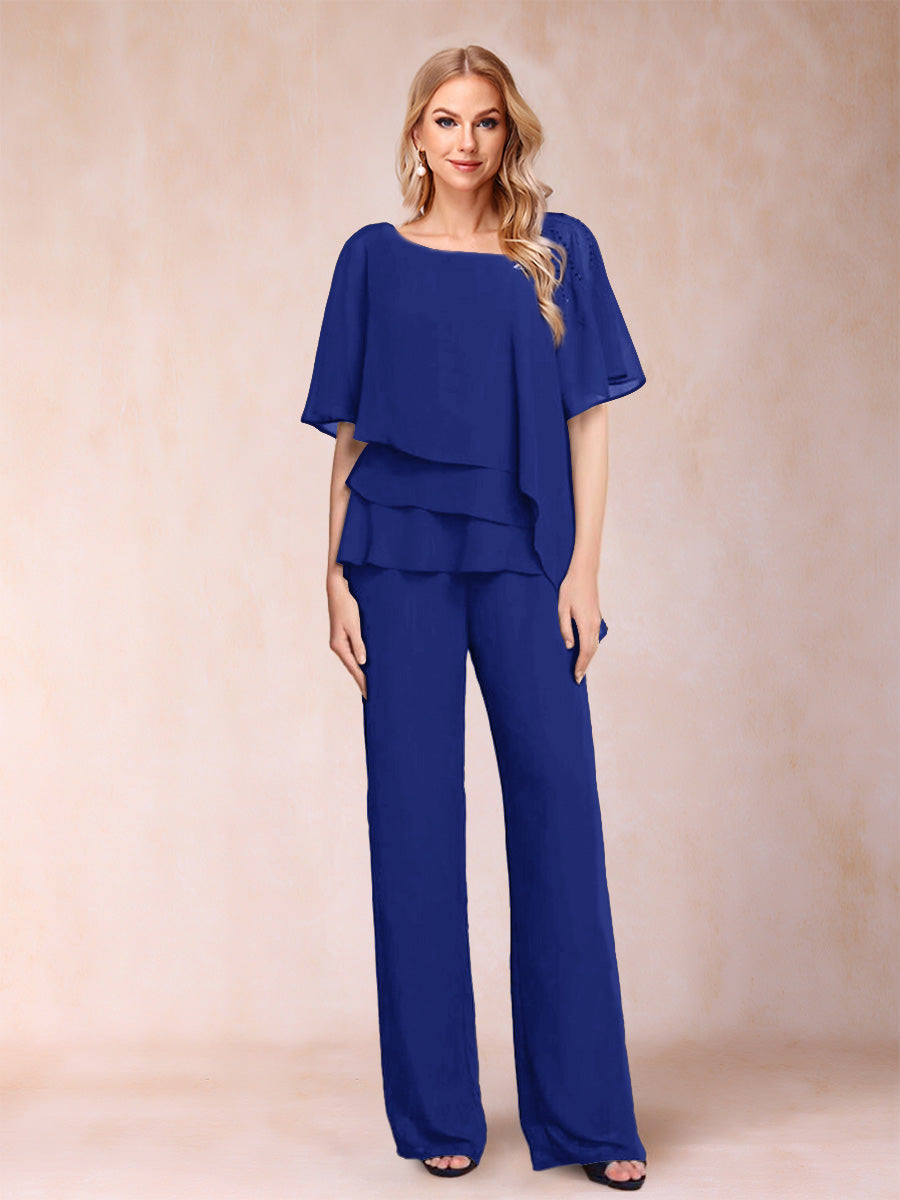 Eleanor Elise Royal Blue front view mother of the bride dress