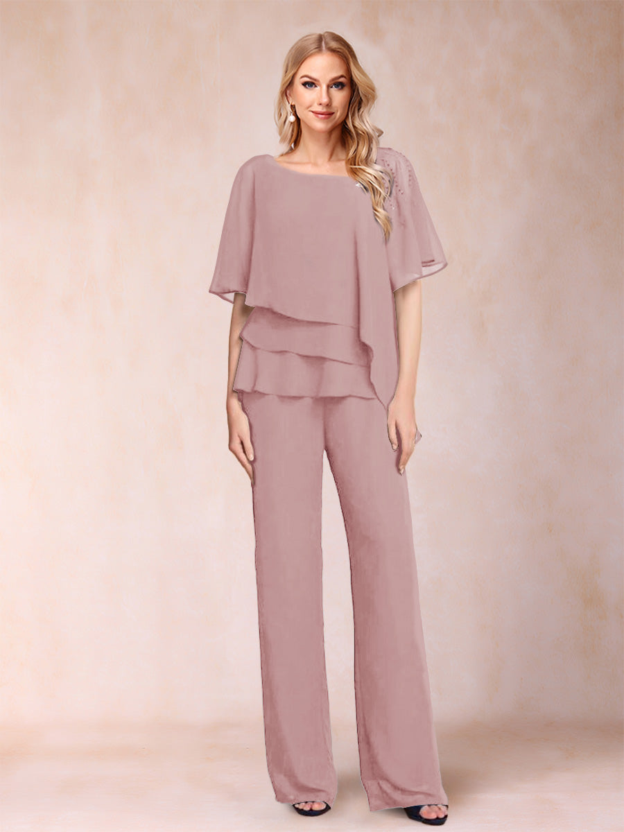 Xaviera Dusty Rose front view wedding guest dress