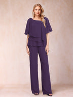 Eleanor Elise Grape front view mother of the bride dress