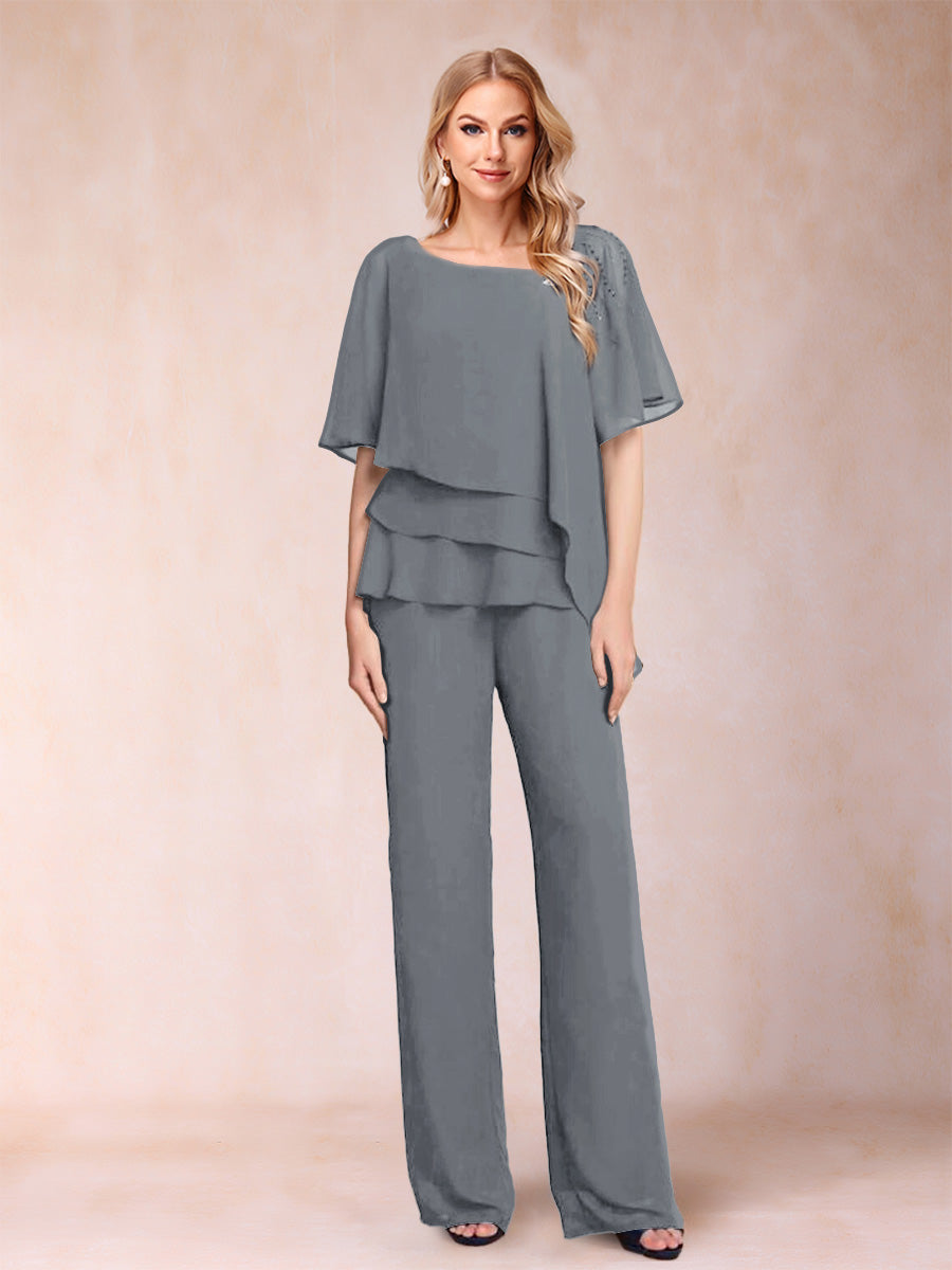 Xaviera Grey front view wedding guest dress