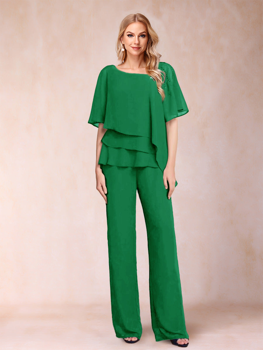 Eleanor Elise Forest Green front view mother of the bride dress