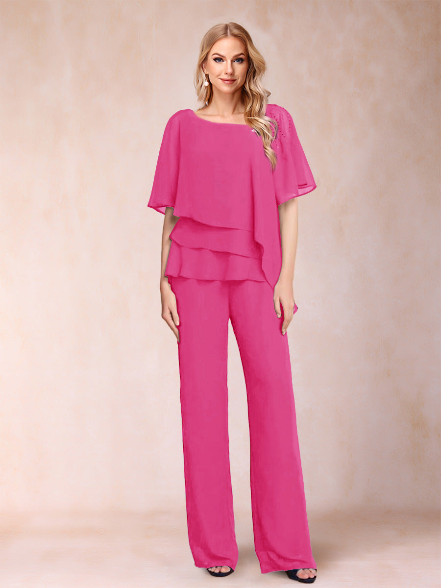 Eleanor Elise Hot Pink front view mother of the bride dress