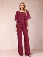 Eleanor Elise Burgundy back view mother of the bride dress