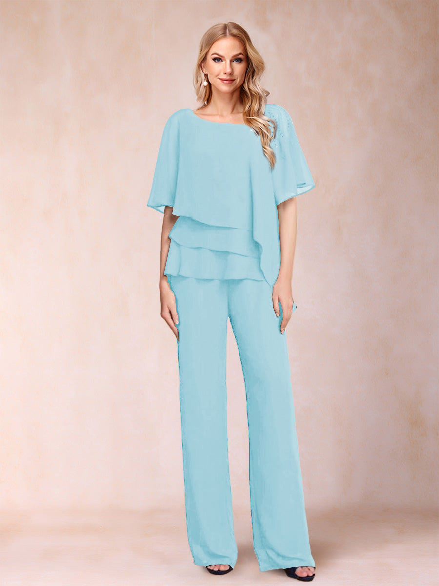 Eleanor Elise Sky Blue back view mother of the bride dress