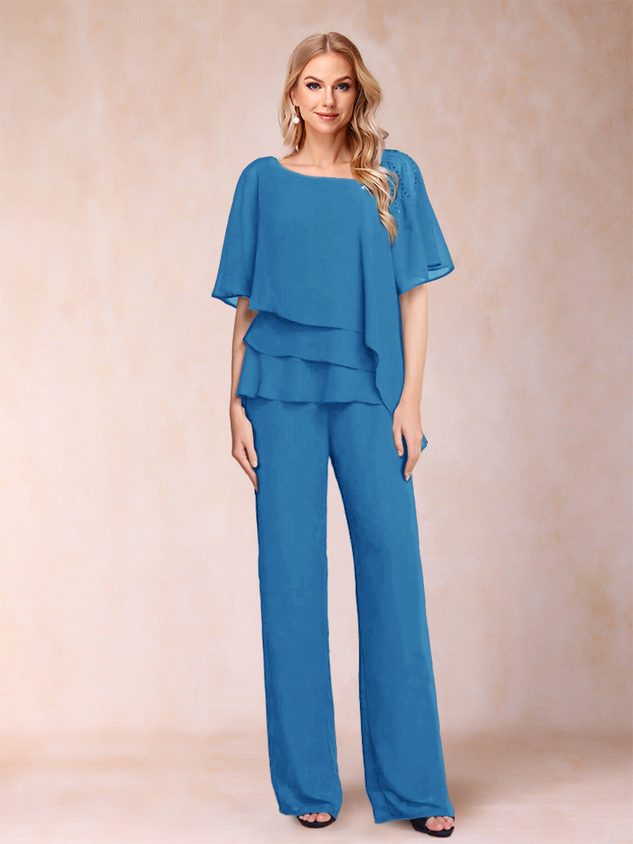 Xaviera Ocean Blue front view wedding guest dress