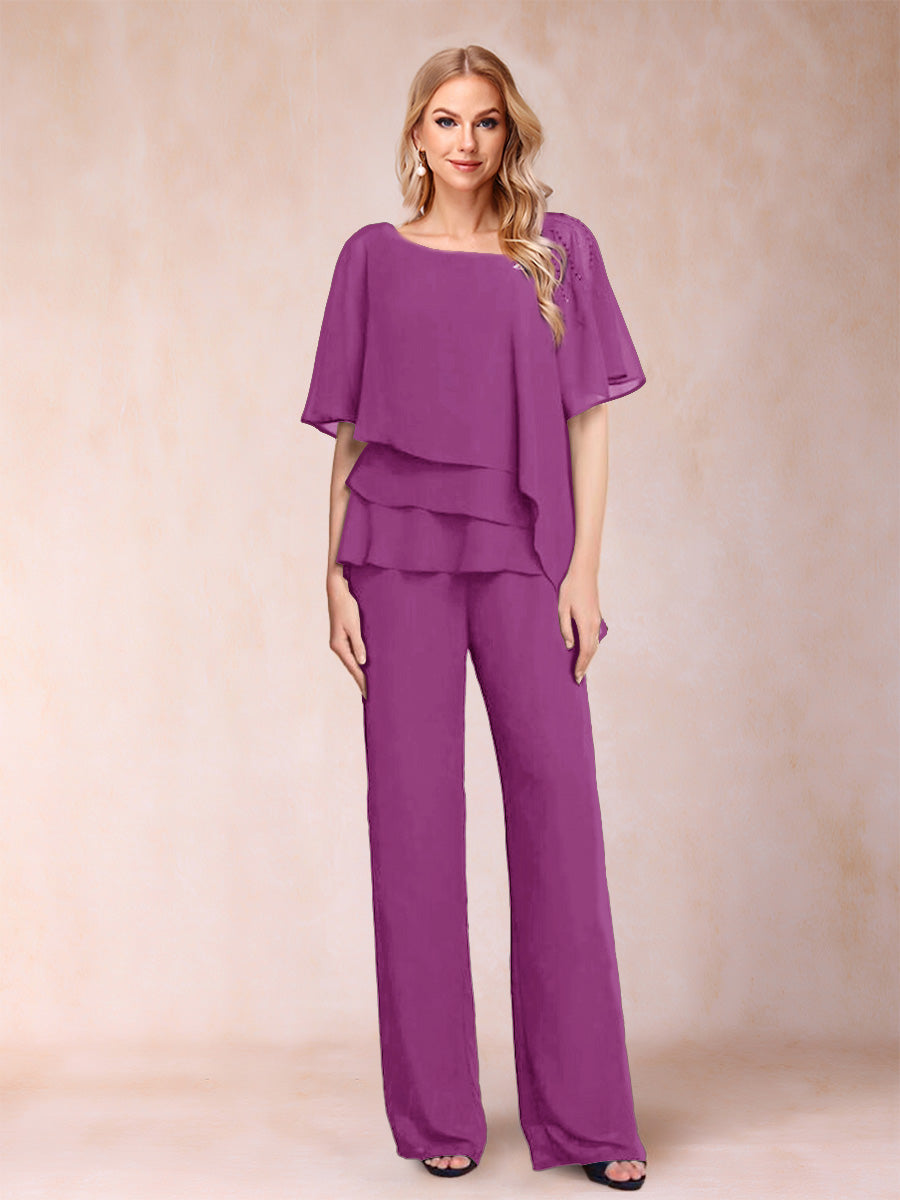 Eleanor Elise Orchid front view mother of the bride dress