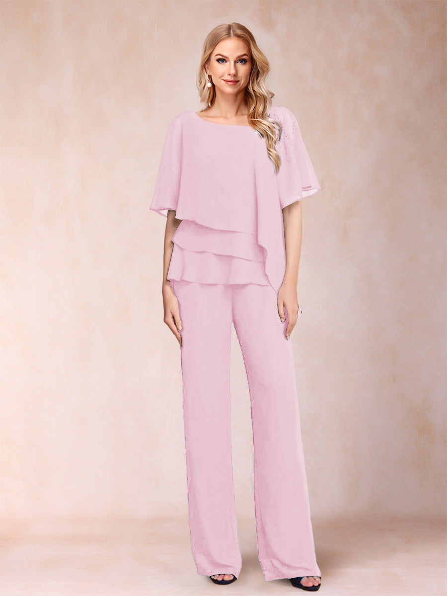 Eleanor Elise Rose Pink front view mother of the bride dress