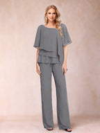 Xaviera Steel Grey front view wedding guest dress