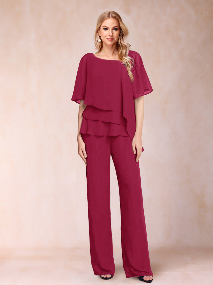 Xaviera Burgundy side view wedding guest dress