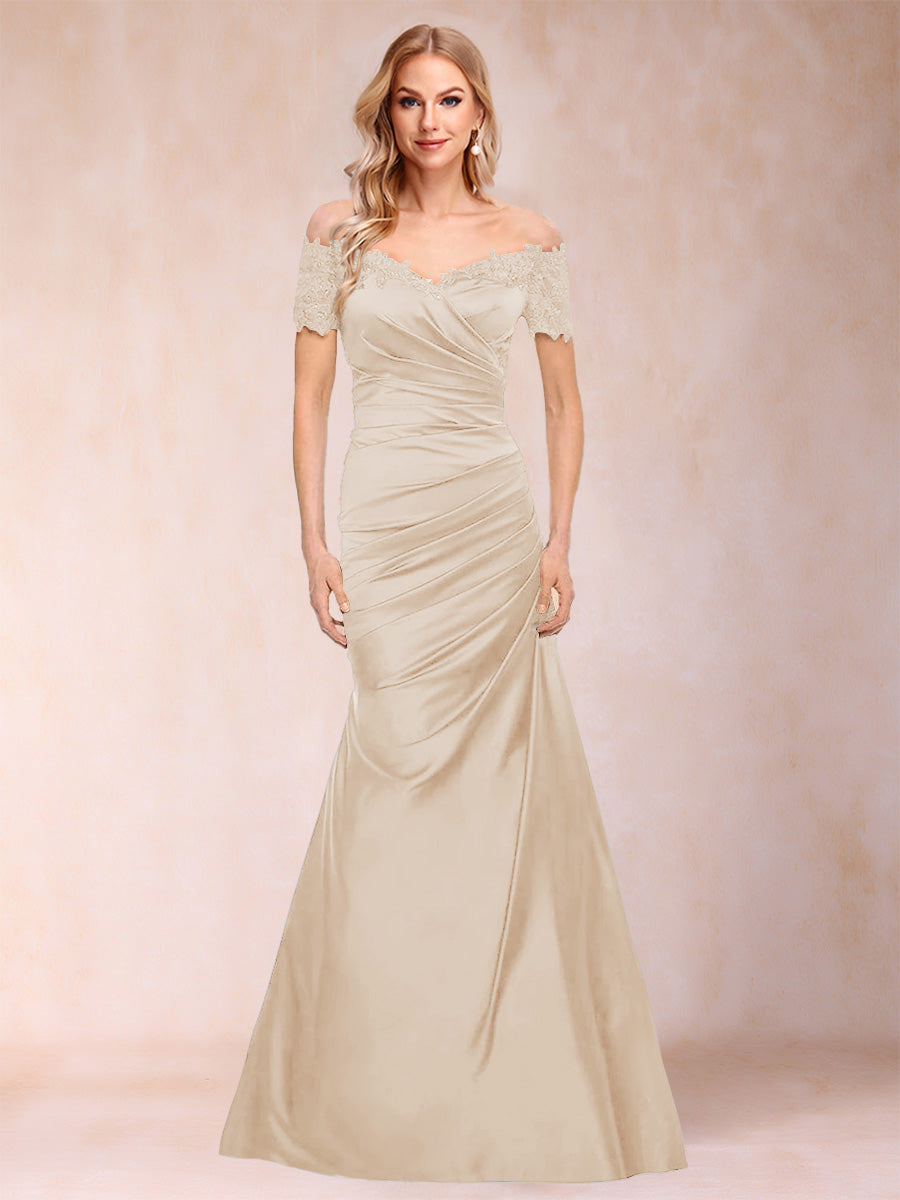Paulina June Champagne back view mother of the bride dress
