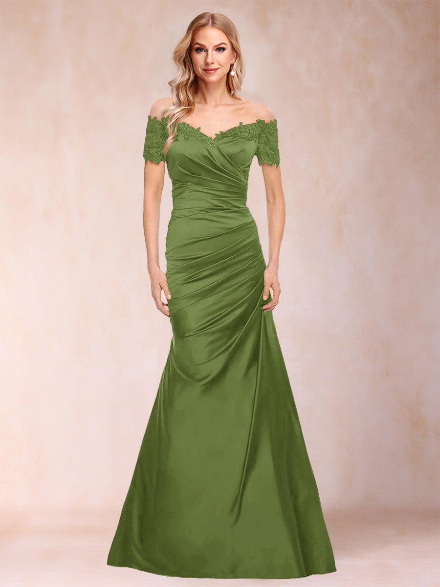 Paulina June Olive Green front view mother of the bride dress