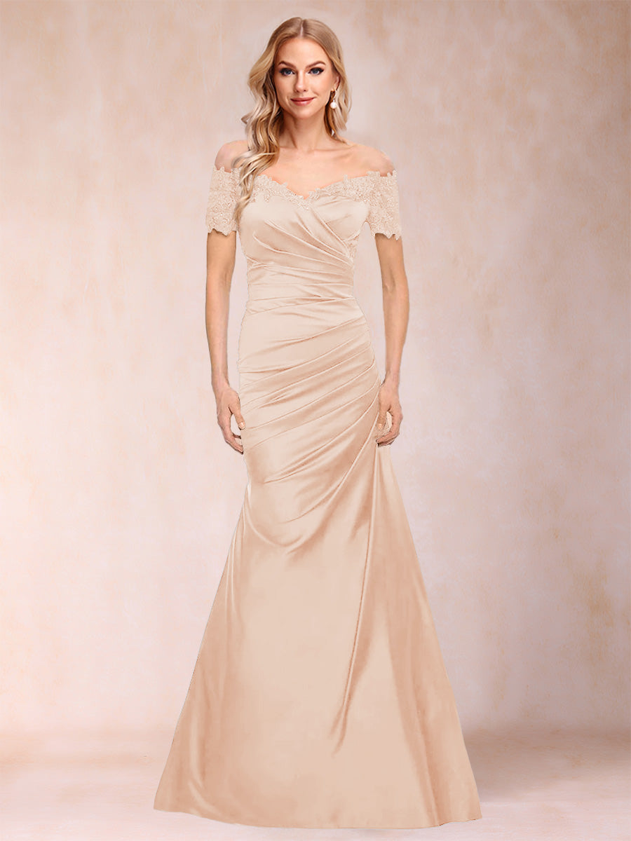 Paulina June Peach front view mother of the bride dress