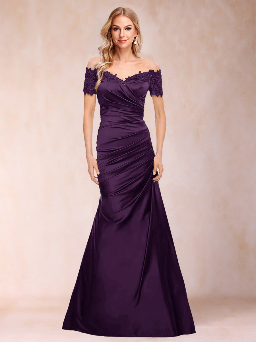 Paulina June Plum back view mother of the bride dress