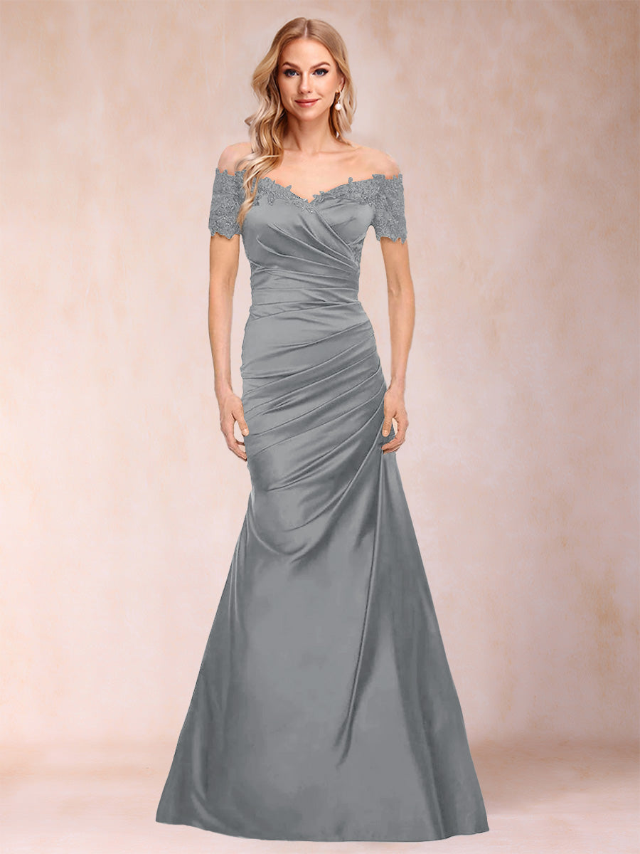 Paulina June Steel Grey front view mother of the bride dress